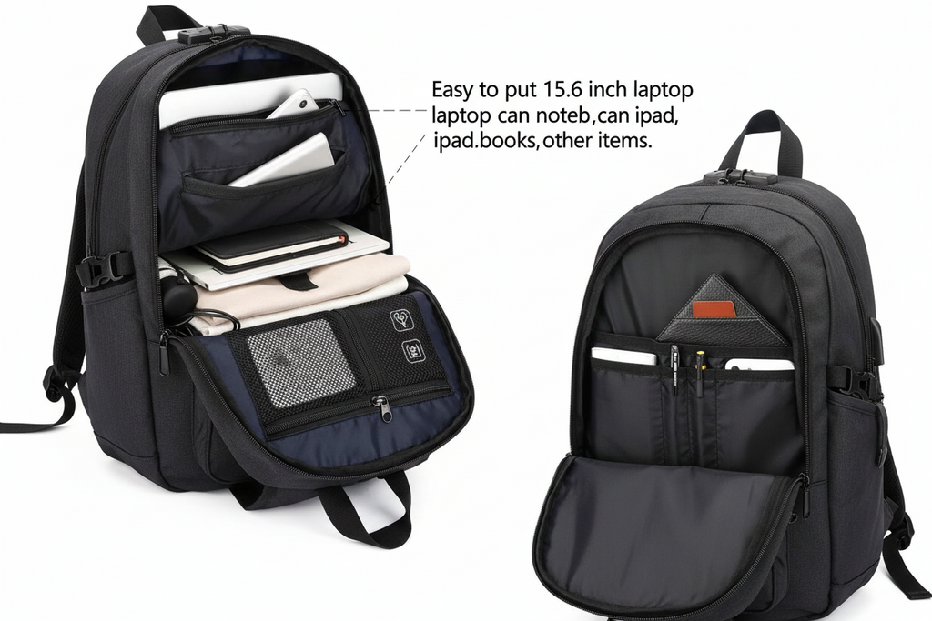 Anti-Theft Travel Laptop Backpack with USB Charging Port Lock,Water Resistant Slim Work Computer Bag for Men College Bookbags Fits 15.6 Inch Laptop