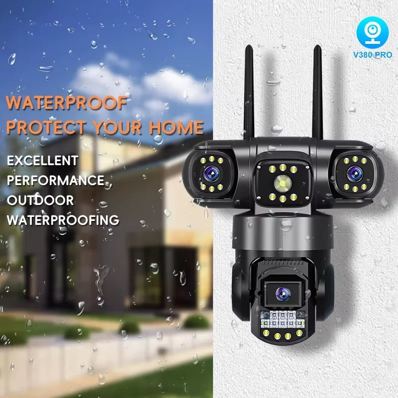 Wifi 3 Lens IP PTZ Network CCTV Camera 4G Sim Card Wireless 360 Monitor Outdoor Waterproof Security Cameras