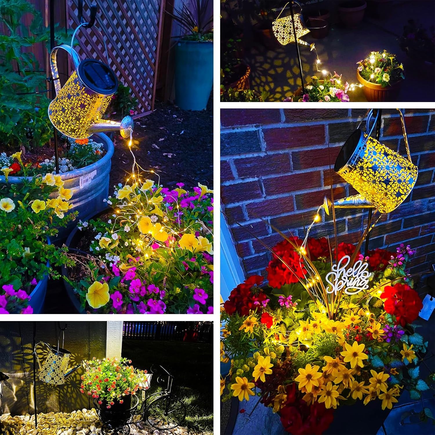 Solar Watering Can Lights, Large Retro Metal Hanging Solar Lights Outdoor Waterproof, Gifts for Women Mom Grandma Birthday, outside Yard Garden Porch Lawn Patio Decoration, Warm White