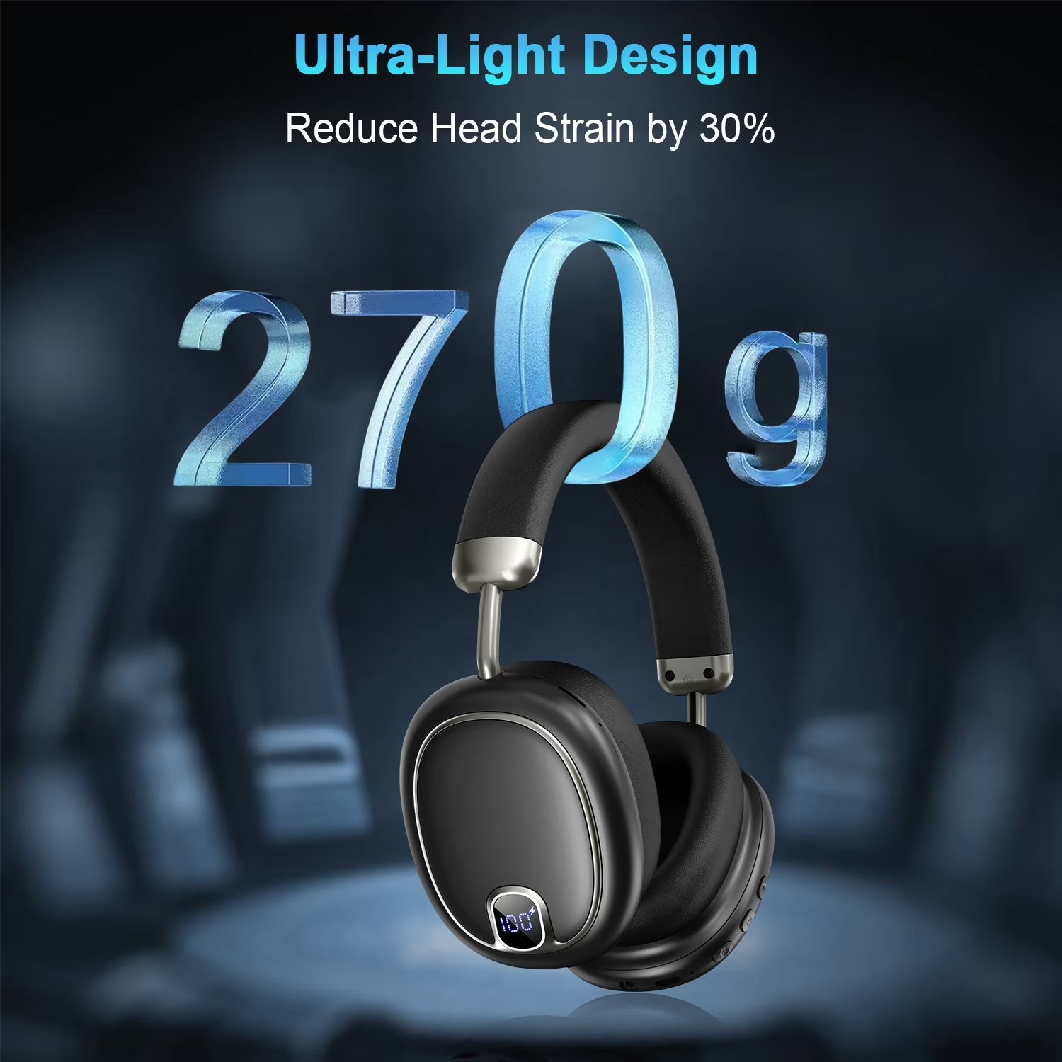 Wireless Headset, 2.4Ghz Bluetooth Headphones 5.4 with ANC Noise Canceling Mic, LED Digital Display Wireless Headphones with Memory Foam, 120+ Hours of Playtime Bluetooth Headset for Pc/Mobile