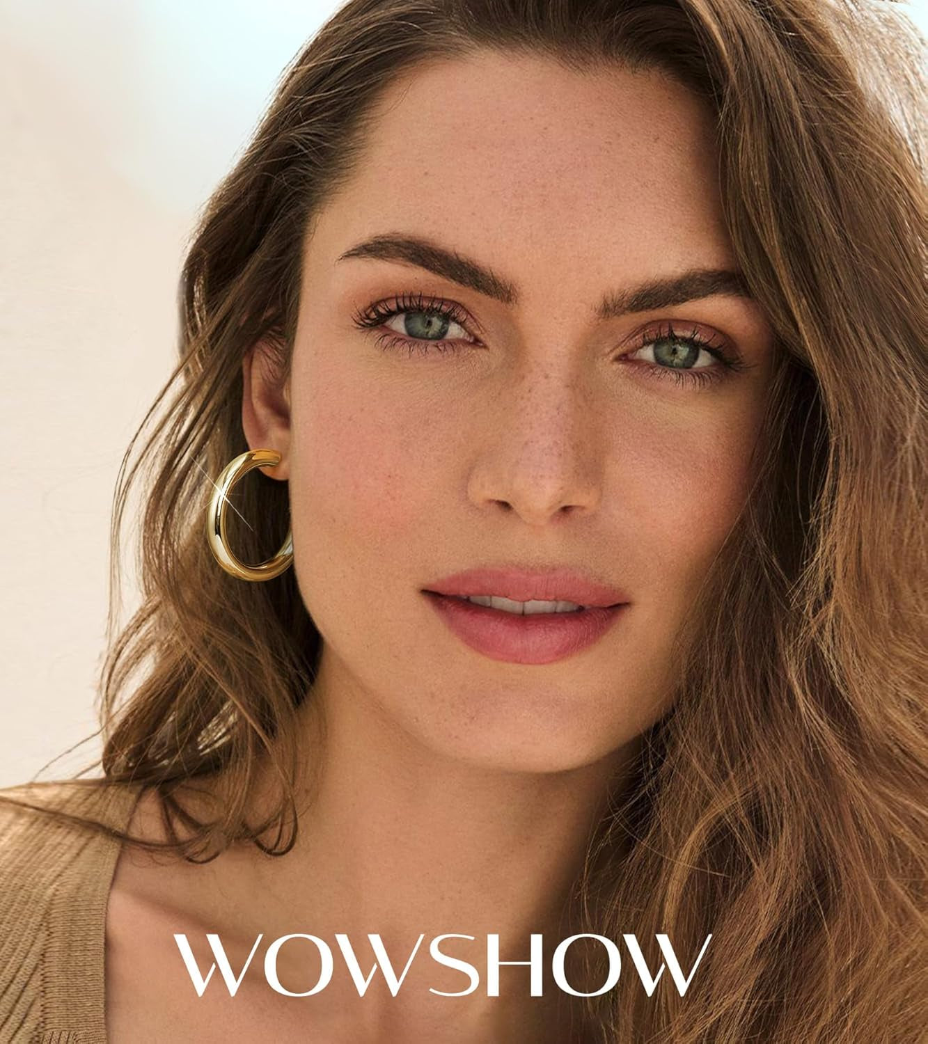 Gold Hoop Earrings, 14K Gold Plated Chunky Small Hoop Earrings for Women Lightweight Jewelry Gifts 14/20/30/35/45MM