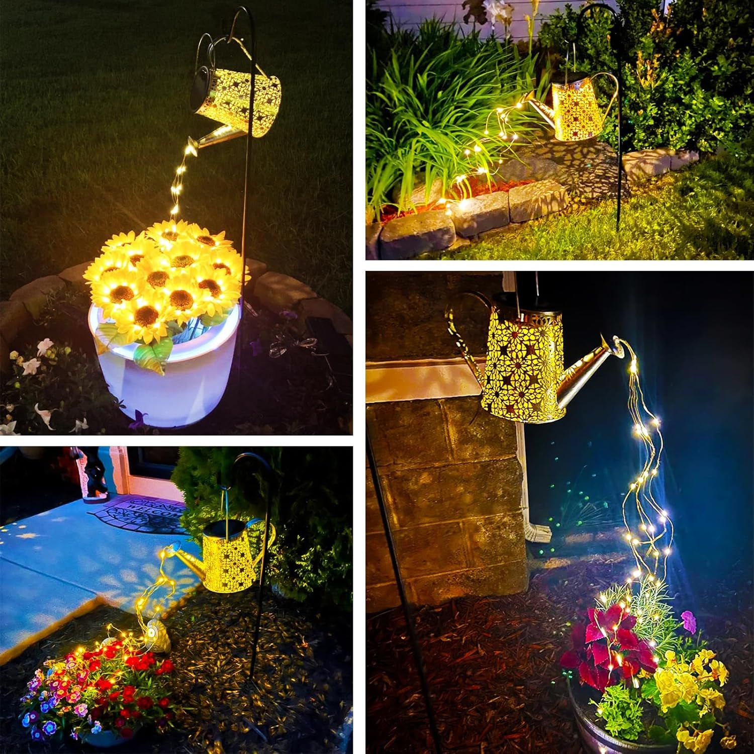 Solar Watering Can Lights, Large Retro Metal Hanging Solar Lights Outdoor Waterproof, Gifts for Women Mom Grandma Birthday, outside Yard Garden Porch Lawn Patio Decoration, Warm White