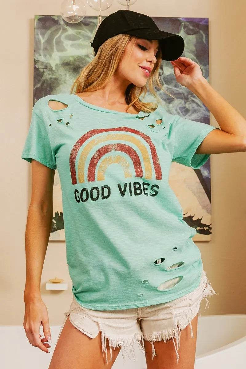 Bibi Cotton Slub Laser Top American Cow Boy Graphic