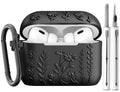 KOREDA Compatible with AirPods Pro 2nd/1st Generation Case Cover Cute 3D Floral Embossed Design Soft Silicone Protective Case for Airpods Pro 2nd/1st Gen with Keychain & Cleaner Kit Black