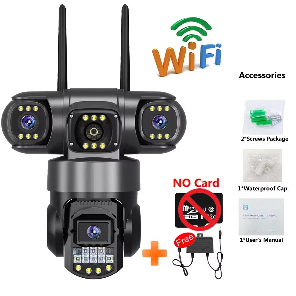 Wifi 3 Lens IP PTZ Network CCTV Camera 4G Sim Card Wireless 360 Monitor Outdoor Waterproof Security Cameras